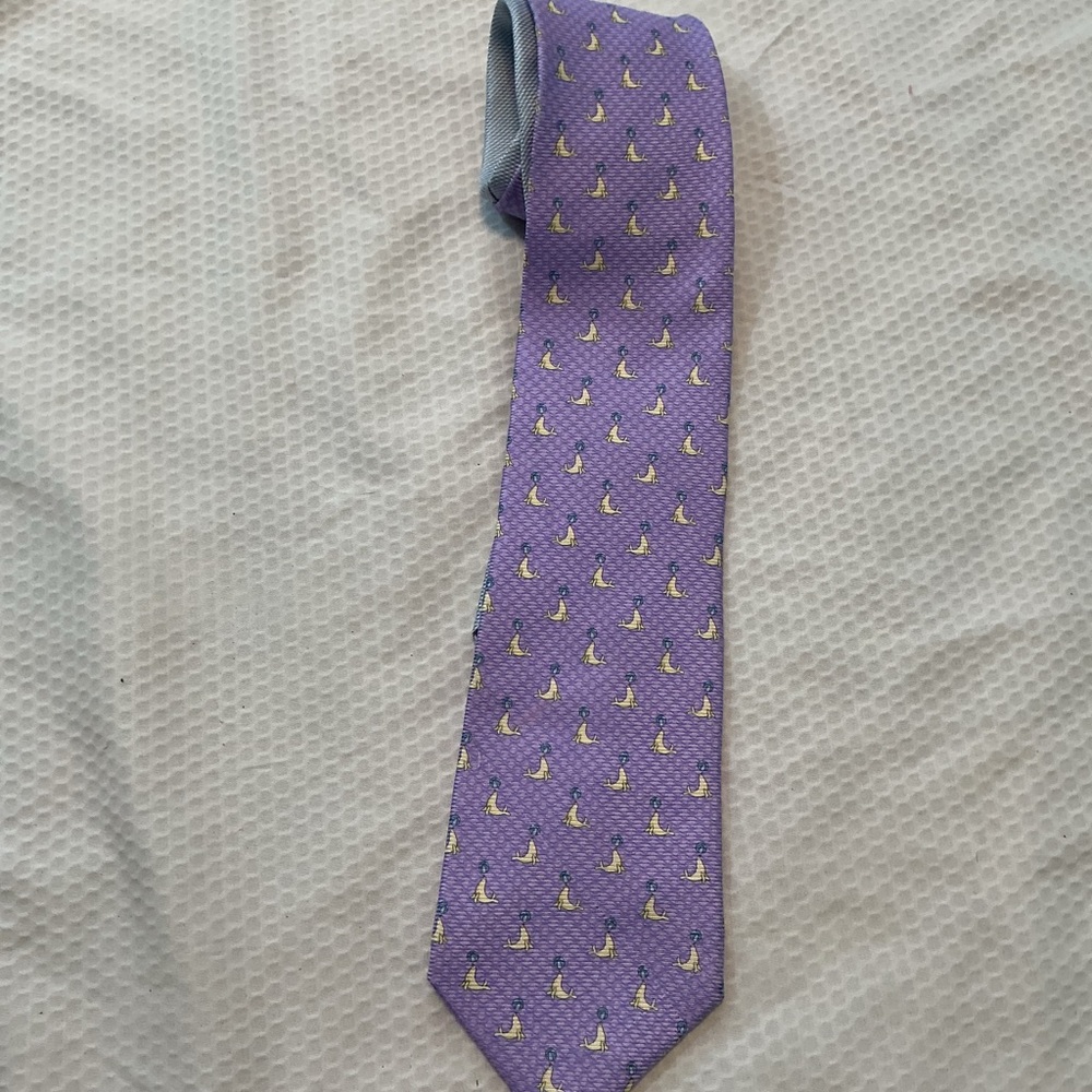 Tommy Hilfiger Purple and Yellow Patterned Tie
